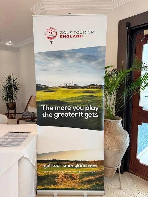 Golf Tourism England banner at the GTE Convention 2026, Saunton Sands Hotel