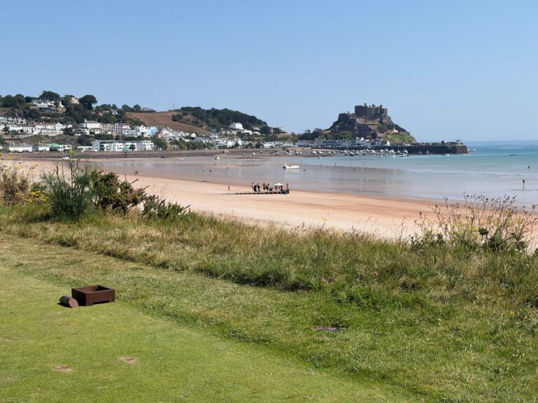 Mont Orgueil Castle seen from Royal Jersey Golf Club